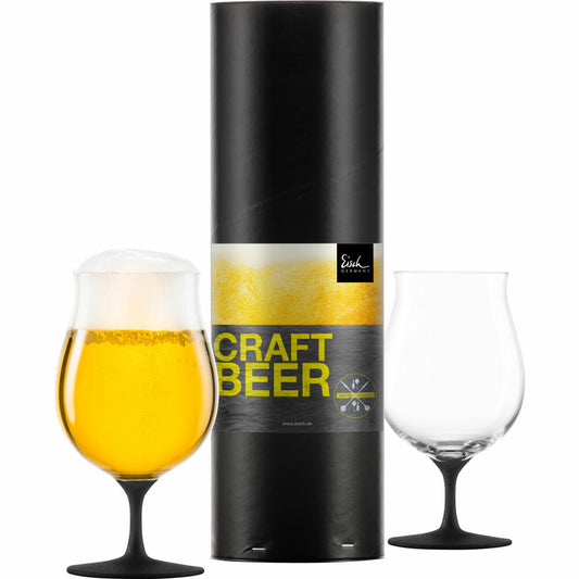 Eisch Universal Craft Beer Kelch 2er Set, Craft Beer Experts, Bierglas, Craftbeer, Kristallglas, Schwarz, 520 ml, 30050219