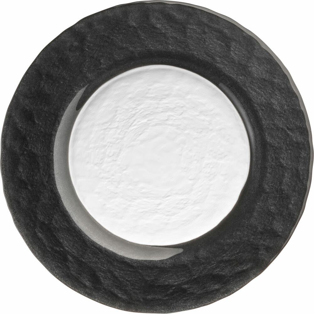 Eisch Teller Kaya Black, 2er Set, Speiseteller, Servierteller, Dekoteller, Kristallglas, Schwarz, Ø 23 cm, 77351504