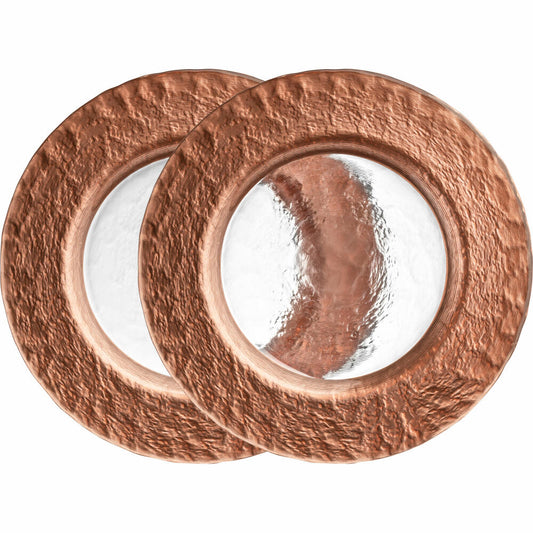 Eisch Teller Kaya Copper, 2er Set, Speiseteller, Servierteller, Dekoteller, Kristallglas, Kupfer, Ø 23 cm, 77351503