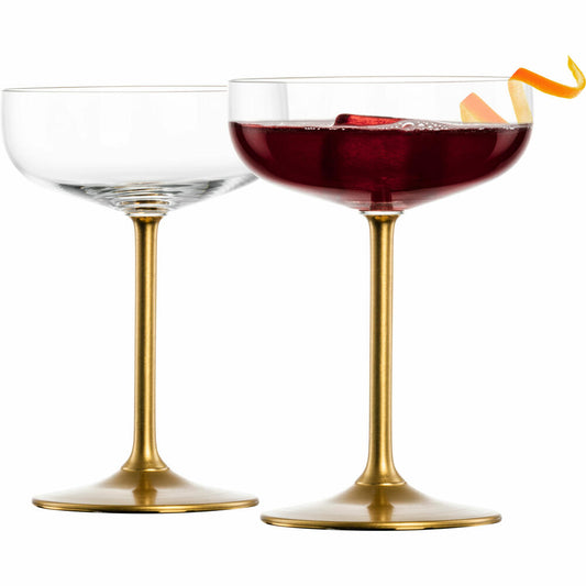 Eisch Champagner-Cocktailglas Secco Flavoured, 2er Set, Champagnerschale, Kristallglas, Goldfarben, 250 ml, 25740081