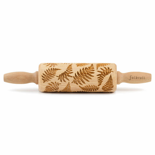 Folkroll Teigrolle Farn, junior, 23 cm, Nudelholz, Prägerolle, Muster, Motiv, Rolle, Buchenholz, 337059