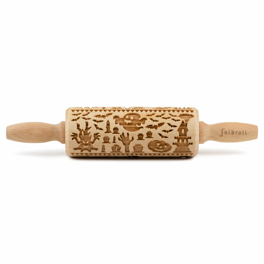 Folkroll Teigrolle Spooky Halloween, junior, 23 cm, Nudelholz, Prägerolle, Muster, Motiv, Rolle, Buchenholz, 334911