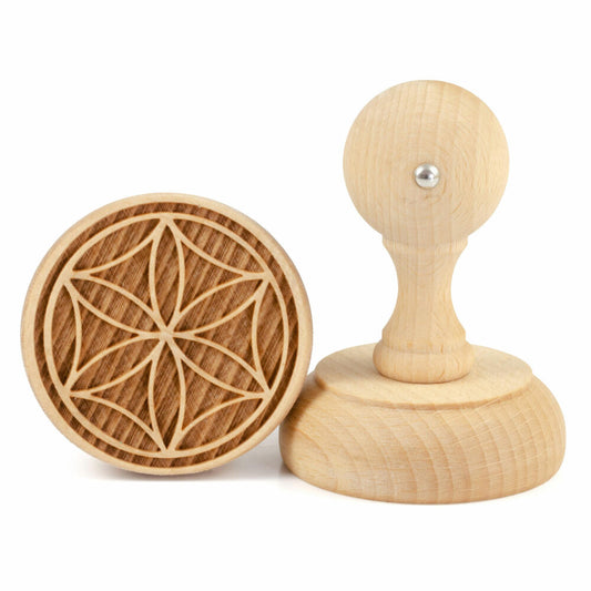 Folkroll cookie stamp flower of life, Ø 60 mm, cookie stamp, baking stamp, biscuit, stamp, motif, beech wood, 336830