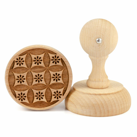 Folkroll biscuit stamp China pattern, Ø 60 mm, cookie stamp, baking stamp, biscuit, stamp, motif, beech wood, 336885