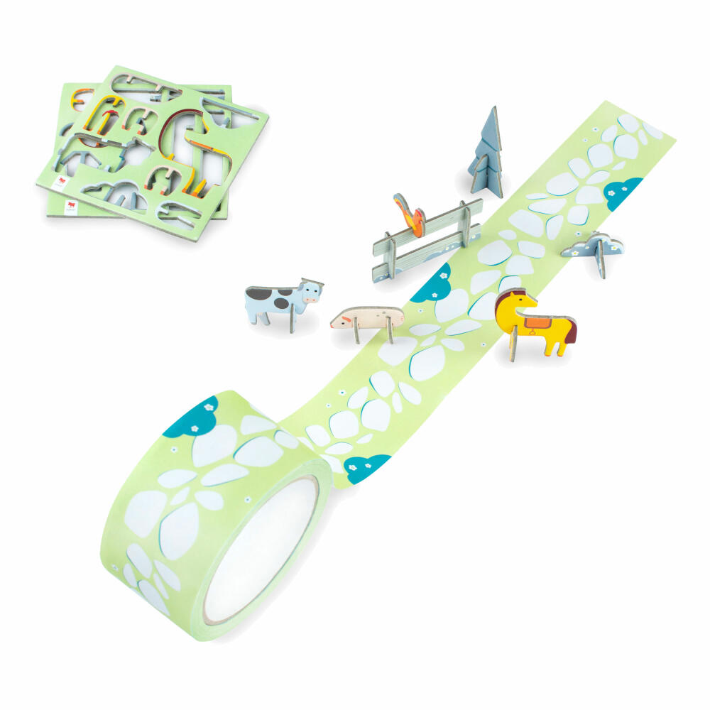 Donkey Products Klebeband Tape Gallery My First Farm, Bauernhof Bastelset, Deko Klebeband, Masking Tape, Pappe, 20 m, 300623