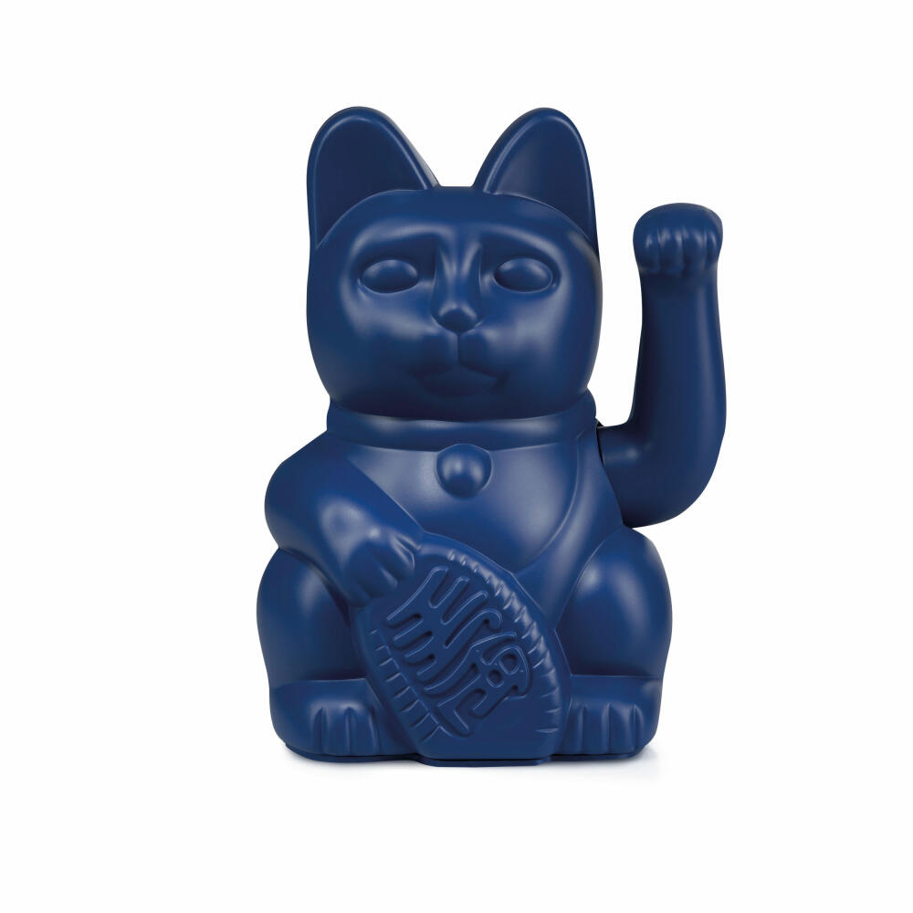 Donkey Products Lucky Cat Maneki Neko, Winkekatze, Glücksbringer, Kunststoff, Dunkelblau, 15 cm, 330471
