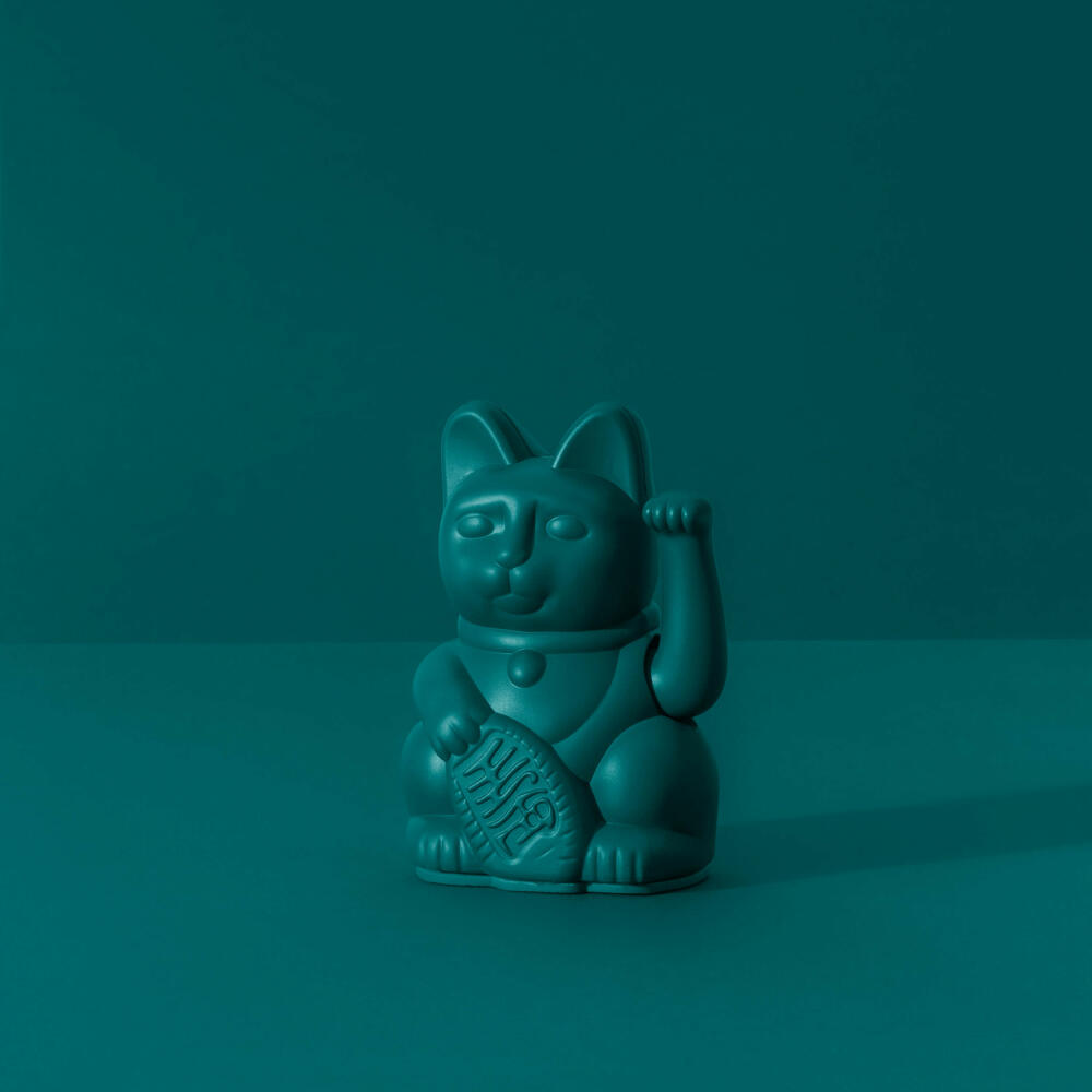 Donkey Products Lucky Cat Mini Maneki Neko, waving cat, lucky charm, plastic, green, 9.8 cm, 330537