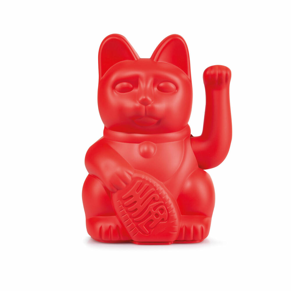 Donkey Products Lucky Cat Maneki Neko, Winkekatze, Glücksbringer, Kunststoff, Rot, 15 cm, 330470