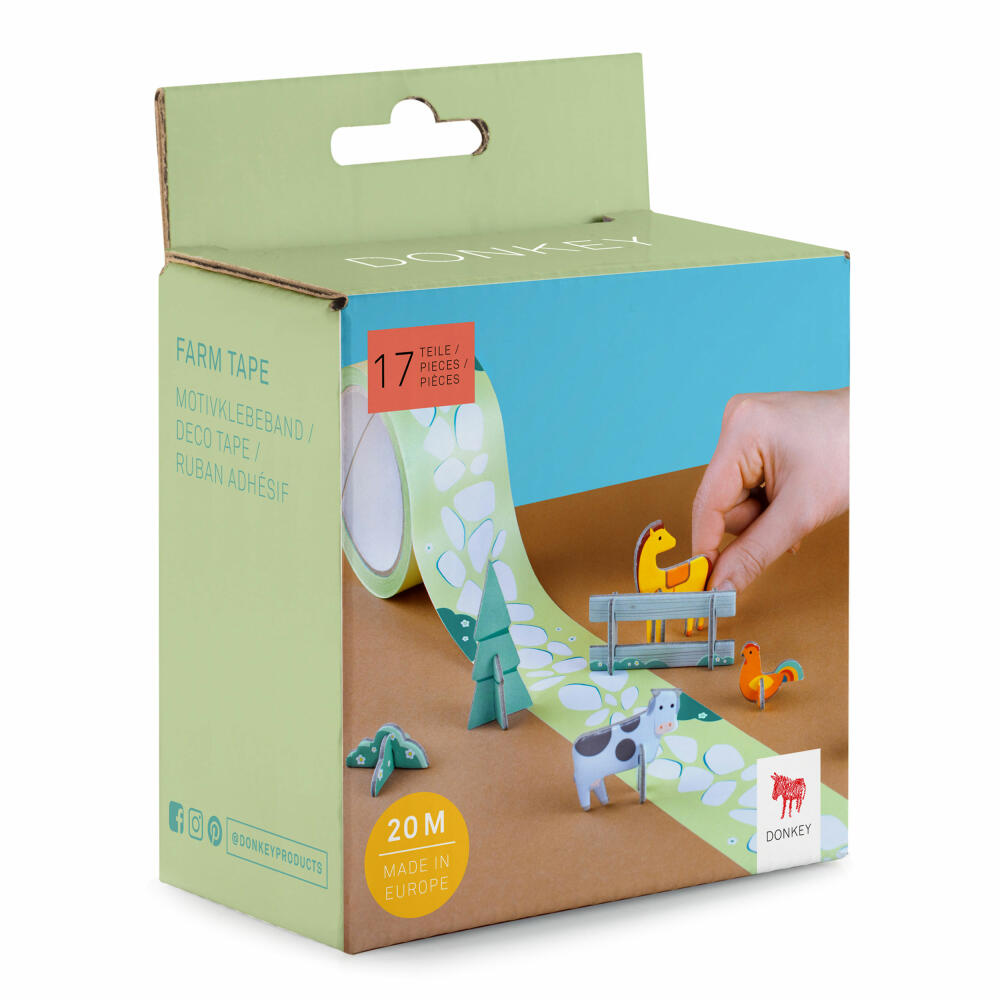 Donkey Products Klebeband Tape Gallery My First Farm, Bauernhof Bastelset, Deko Klebeband, Masking Tape, Pappe, 20 m, 300623