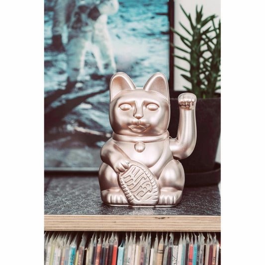 Donkey Products Lucky Cat Maneki Neko, Winkekatze, Glücksbringer, Kunststoff, Moonlight, 15 cm, 330439