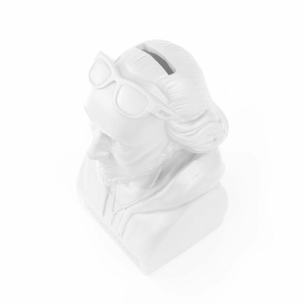 Donkey Products Money Box Historic Hipster Shakespeare, Coin Box, Polyresin, White, 8 x 9 x 14.5 cm, 330216