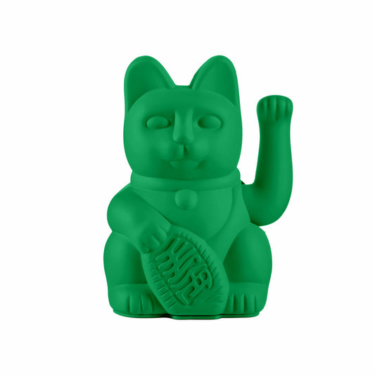 Donkey Products Lucky Cat Maneki Neko, Winkekatze, Glücksbringer, Kunststoff, Emerald, 15 cm, 330623