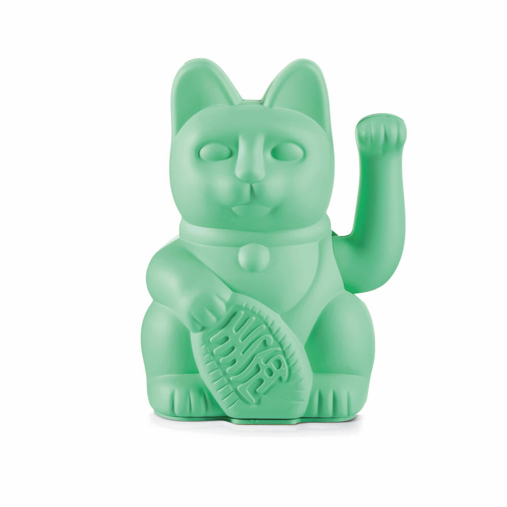 Donkey Products Lucky Cat Maneki Neko, Winkekatze, Glücksbringer, Kunststoff, Mint Green, 15 cm, 330469