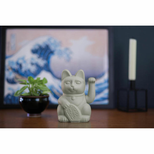 Donkey Products Lucky Cat, waving cat, lucky charm, waving cat, plastic, grey, approx. 15 cm, 330436
