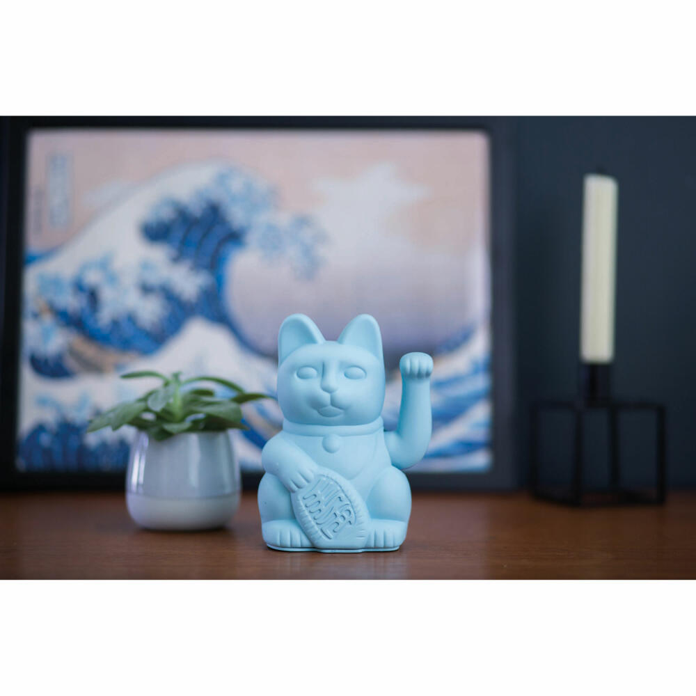 Donkey Products Lucky Cat, Winkekatze, Glücksbringer, winkende Katze, Kunststoff, Blau, ca. 15 cm, 330432
