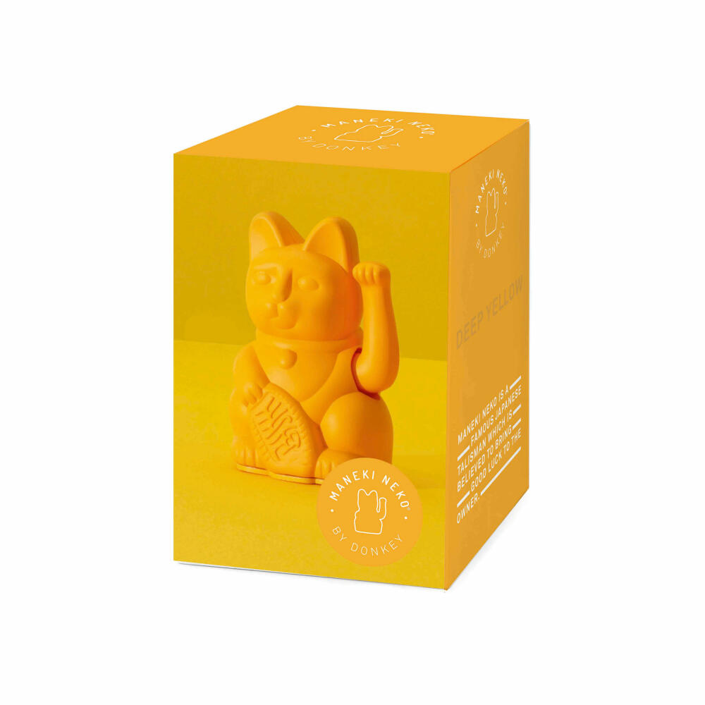 Donkey Products Winkekatze Lucky Cat Mini Maneki Neko, Glücksbringer, Kunststoff, Dunkelgelb, 9.8 cm, 330474