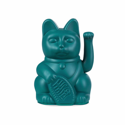 Donkey Products Lucky Cat Mini Maneki Neko, Winkekatze, Glücksbringer, Kunststoff, Green, 9.8 cm, 330537