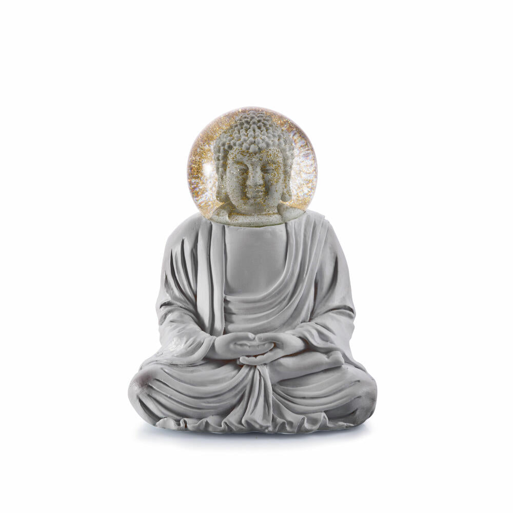 Donkey Products Summerglobe The Buddha, Glitzerkugel, Schneekugel, Polyresin, Glas, Grau, 15 cm, 330477