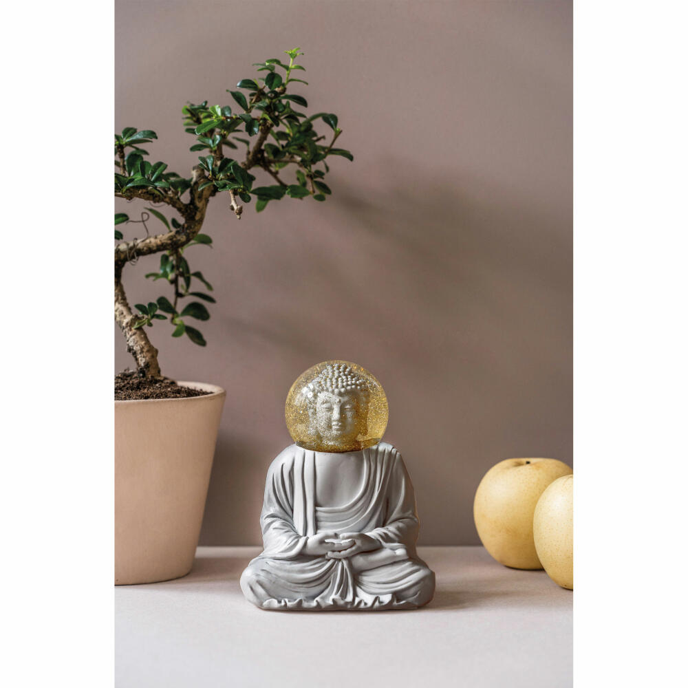 Donkey Products Summerglobe The Buddha, Glitzerkugel, Schneekugel, Polyresin, Glas, Grau, 15 cm, 330477
