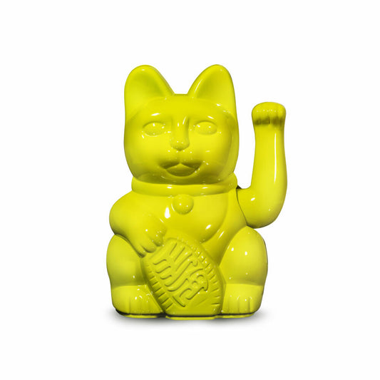 Donkey Products Lucky Cat Maneki Neko Miami, Winkekatze, Glücksbringer, Kunststoff, Glossy Yellow, 15 cm, 330479