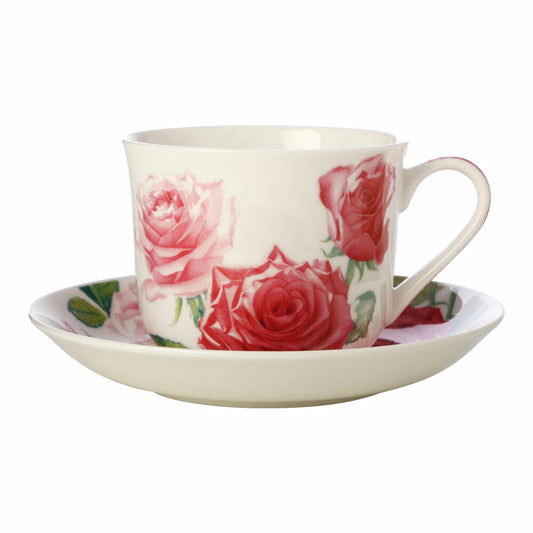 Maxwell & Williams Tasse mit Untertasse - Katherine Castle Floriade, Rose, Bone China, Bunt, 480 ml, JY0032