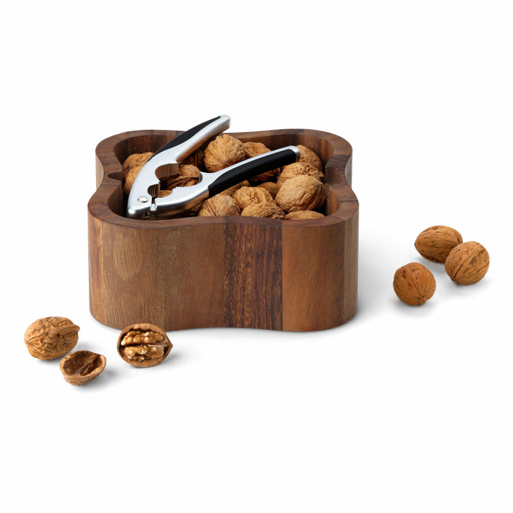 Continenta Nussschale mit Qualitätsknacker, Nussknacker, Nussöffner, Nuss Knacker, Akazienholz, 24.5 x 24.5 cm, 4895