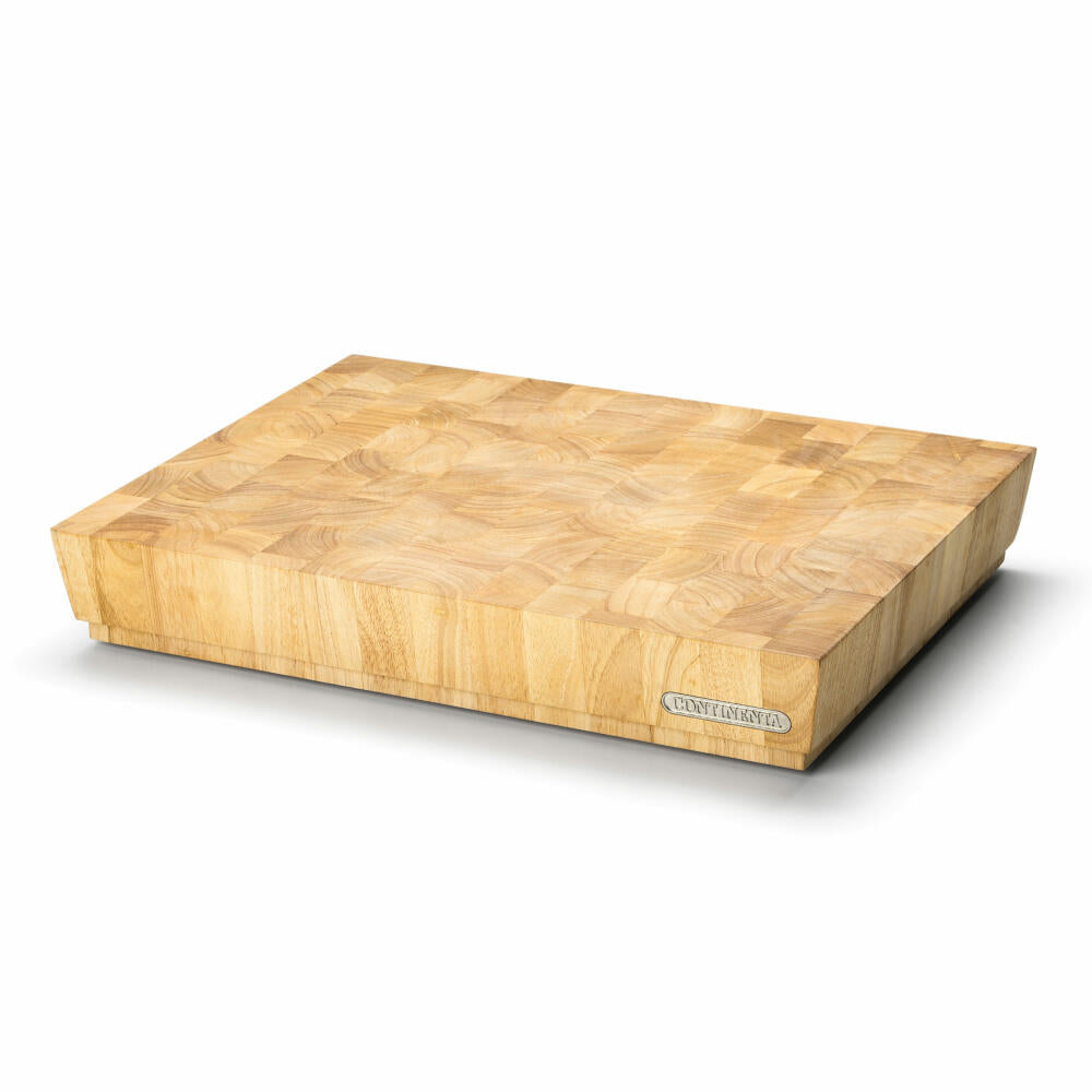Continenta chopping block end grain, cutting board, chopping board, wooden board, kitchen board, rubberwood, 48 x 36 x 7.3 cm, 4042