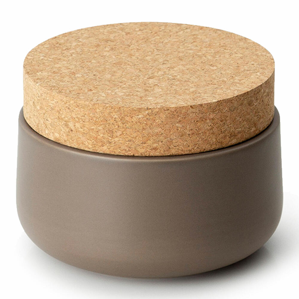 Continenta Keramikdose mit Korkdeckel, Vorratsdose, Aufbewahrungsbehälter, Vorratsbox, Keramik / Kork, Matt Taupe, Ø 13 x 10 cm, 3831