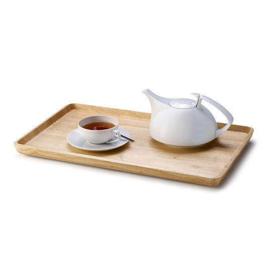 Continenta Tablett Rechteckig, Serviertablett, Holztablett, Frühstückstablett, Gummibaumholz, 53 x 32 cm, 3288