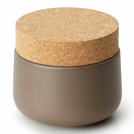 Continenta Keramikdose mit Korkdeckel, Vorratsdose, Aufbewahrungsbehälter, Vorratsbox, Keramik / Kork, Matt Taupe, Ø 10.5 x 10 cm, 3834