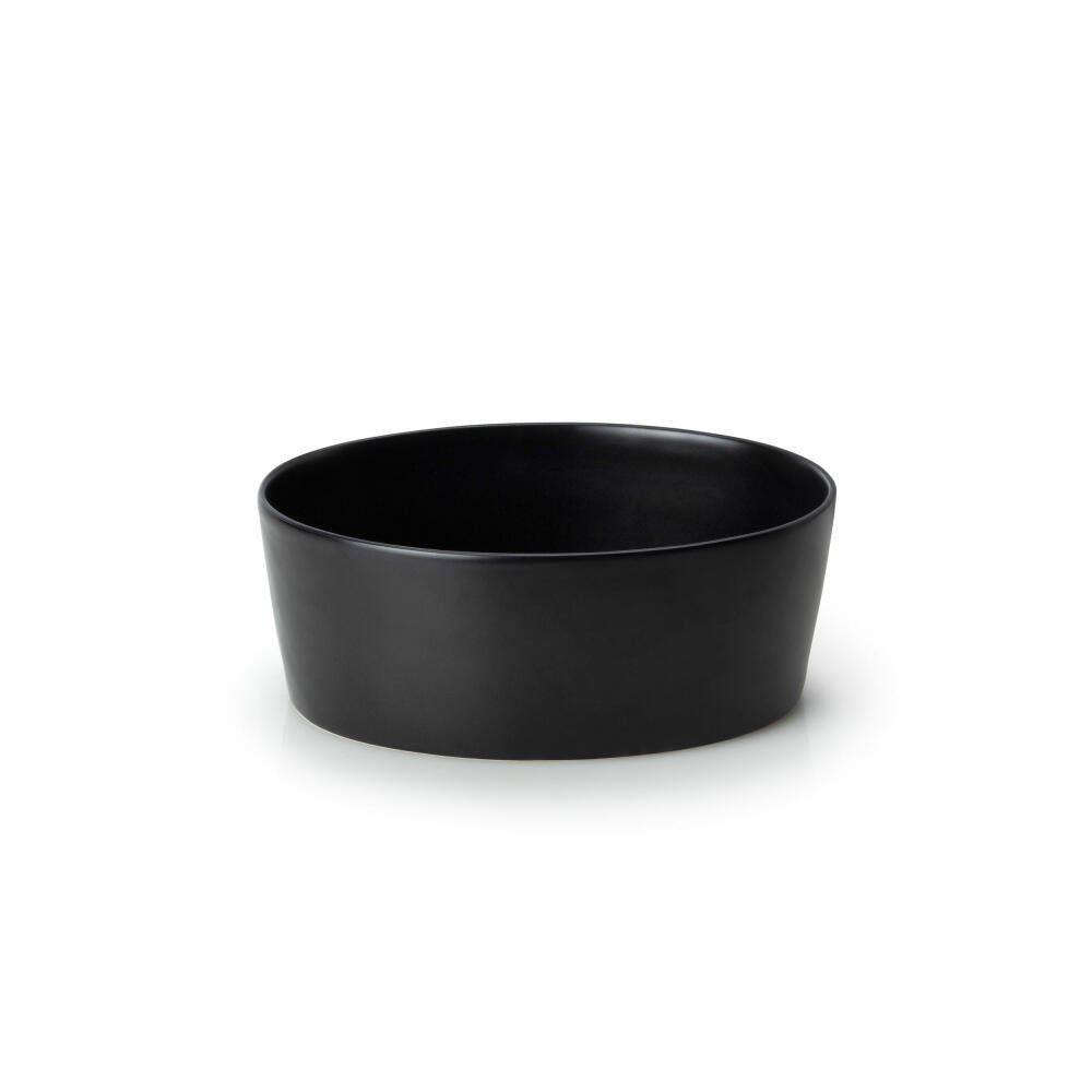 Continenta Brottopf oval mit Holzdeckel, M, Keramik, Gummibaumholz, Schwarz, 30 x 23 x 13.5 cm, 3730