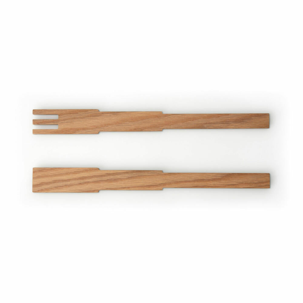 Continenta Salatbesteck Pixel, 2-tlg., Salat Besteck, Salatgabel, Salatlöffel, Holzbesteck, Eichenholz, L 35 cm, 4166