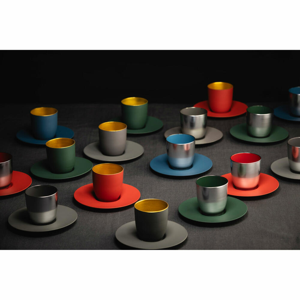 Eisch Espressoglas Cosmo Collect, mit Untersetzer, Espressotasse, Kristallglas, Grün / Silber, 100 ml, 70510918