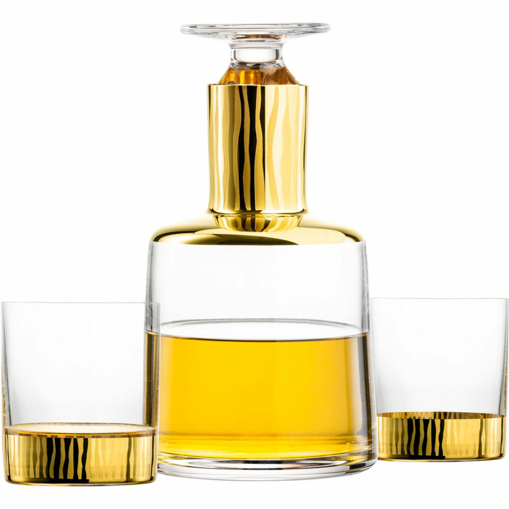 Eisch Whisky Set Elior, 3-tlg., Whiskygläser, Karaffe, Whiskybecher, Kristallglas, Gold, 79289907