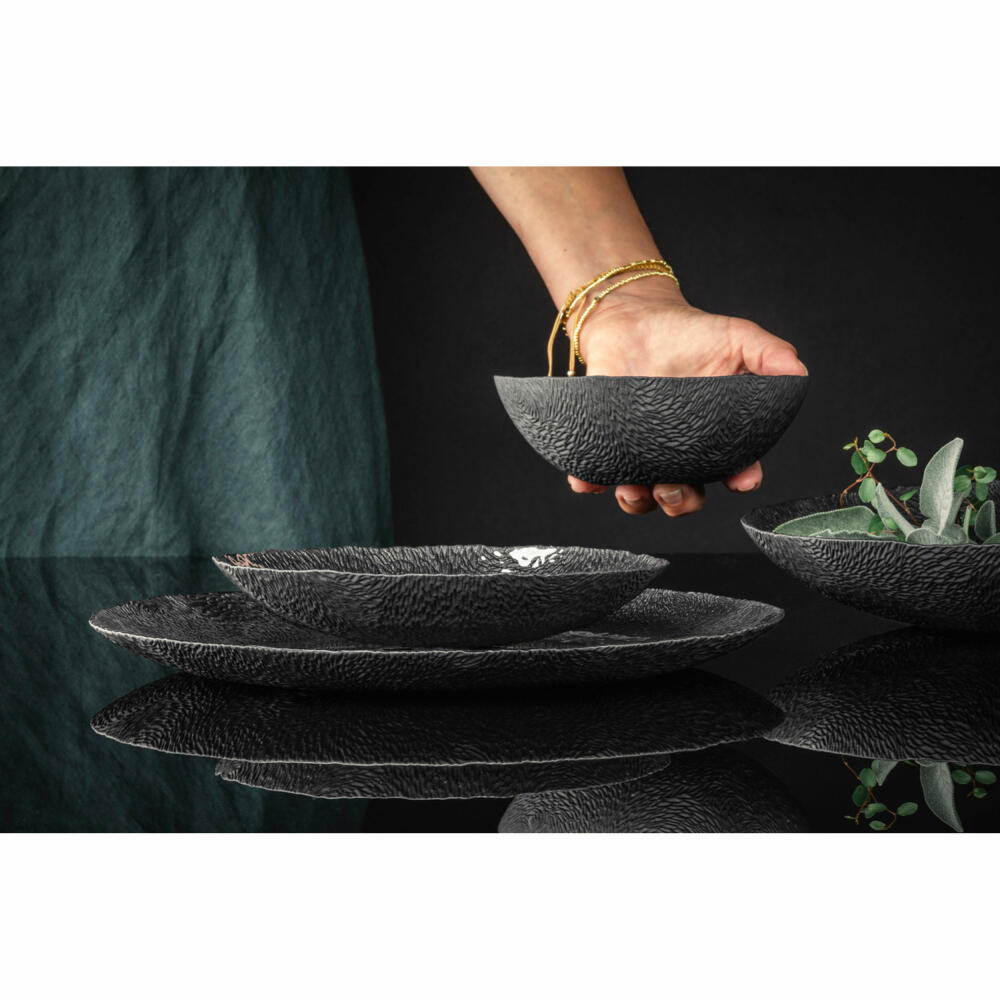 Eisch Schale Sen Black, Servierschale, Schüssel, Dekoschale, Glas, Schwarz, Ø 30 cm, 75131631