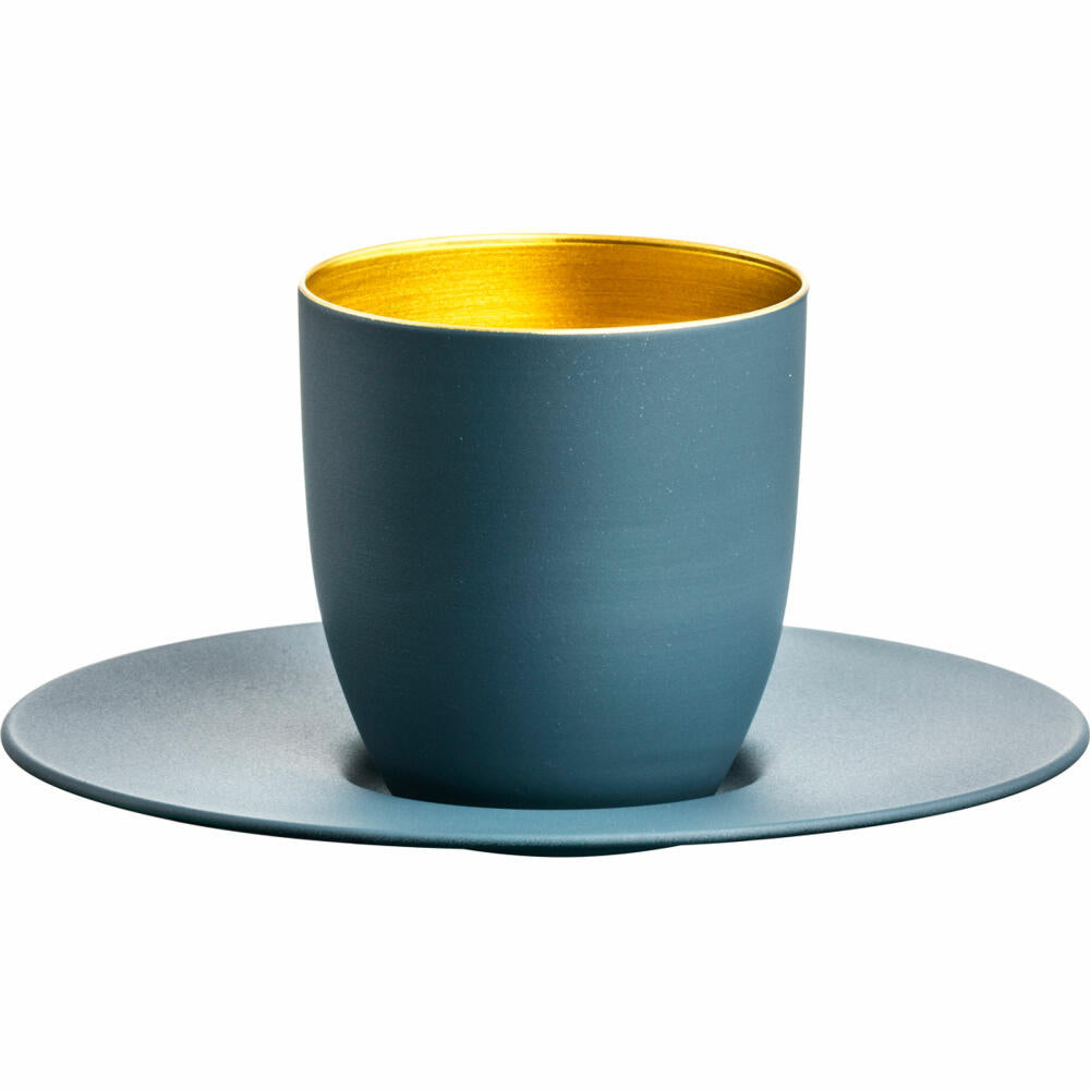 Eisch Espressoglas Cosmo Collect, mit Untersetzer, Espressotasse, Kristallglas, Petrol / Gold, 100 ml, 70510917