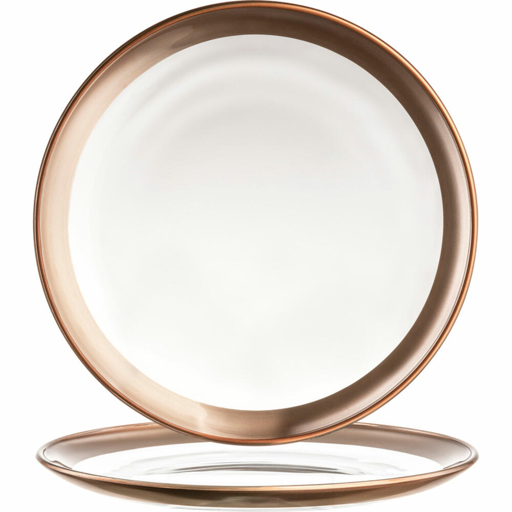 Eisch Teller Kaya Copper, 2er Set, Dessertteller, Kuchenteller, Speiseteller, Kristallglas, Kupfer, Ø 21 cm, 77356721