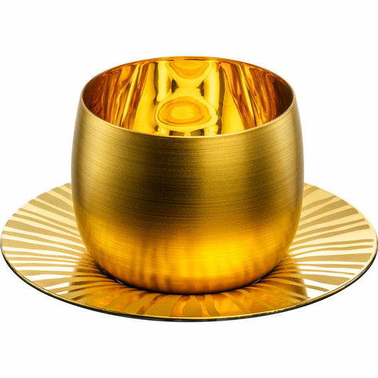 Eisch Cappuccinoglas Cosmo Collect, mit Untersetzer, Cappuccinobecher, Cappuccinotasse, Kristallglas, Sun Gold, 300 ml, 70510930