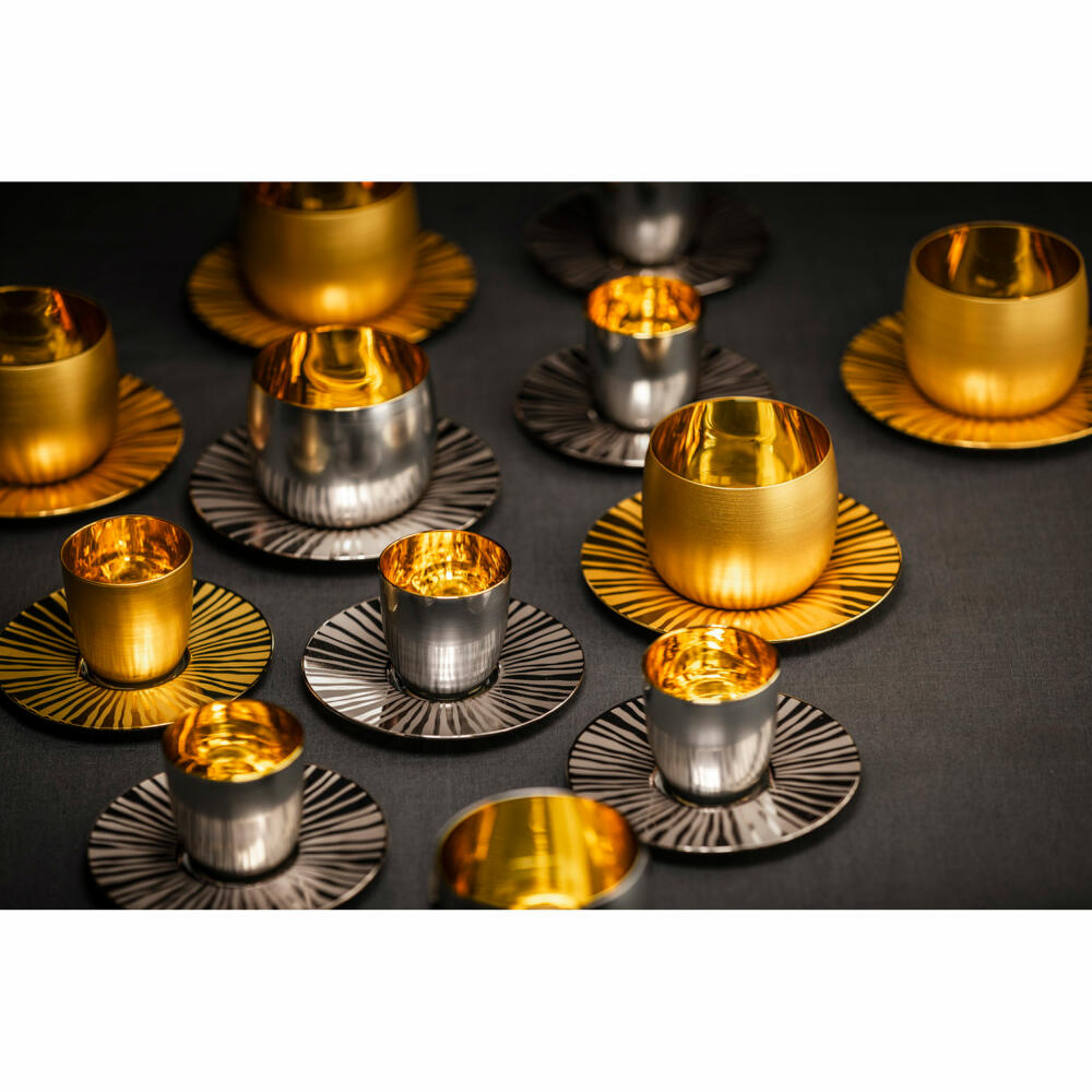 Eisch Cappuccinoglas Cosmo Collect, mit Untersetzer, Cappuccinobecher, Cappuccinotasse, Kristallglas, Sun Gold, 300 ml, 70510930