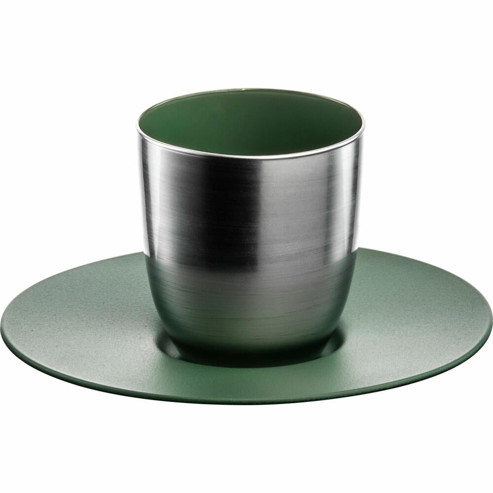 Eisch Espressoglas Cosmo Collect, mit Untersetzer, Espressotasse, Kristallglas, Grün / Silber, 100 ml, 70510918