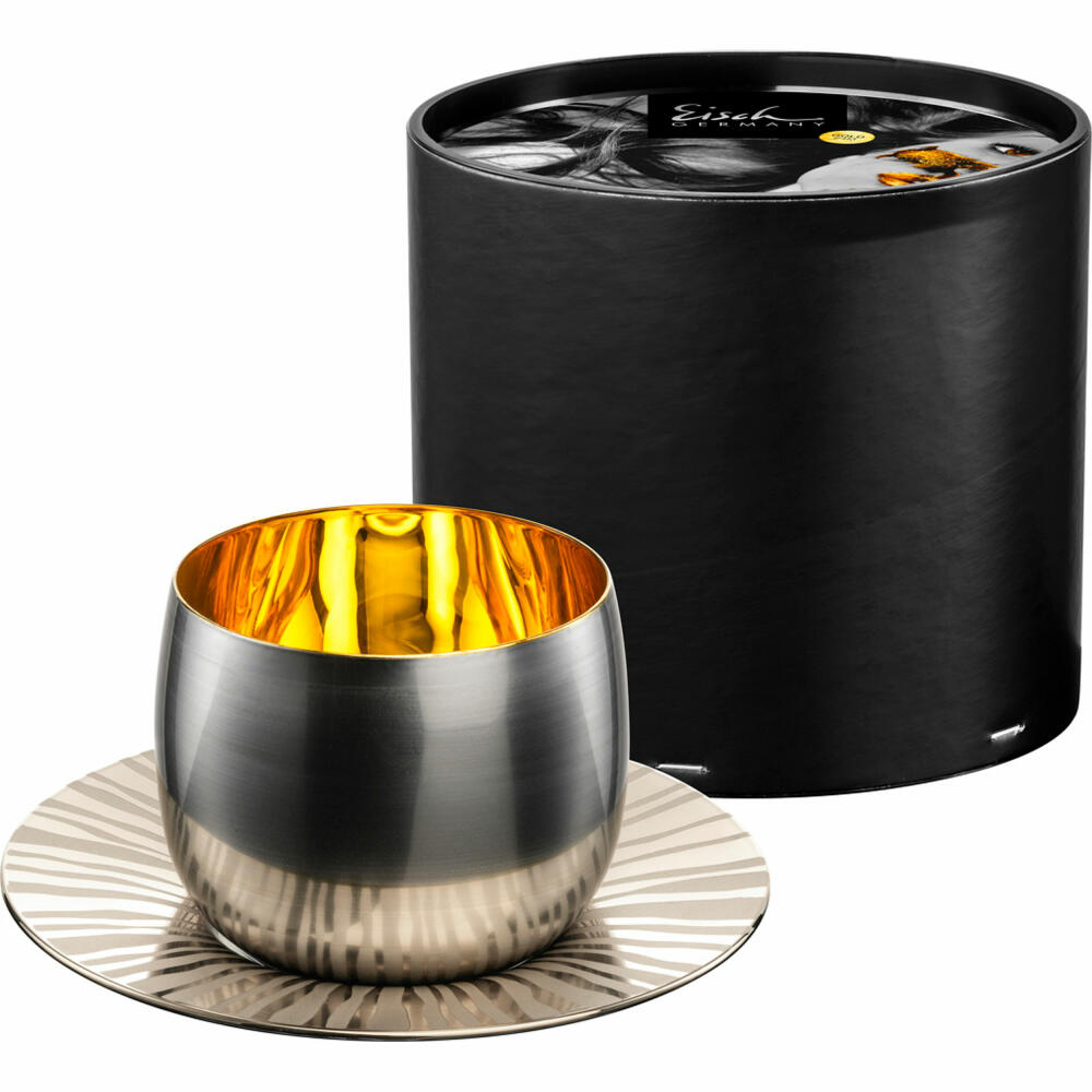 Eisch Cappuccinoglas Cosmo Collect, mit Untersetzer, Cappuccinobecher, Cappuccinotasse, Kristallglas, Sun Platinum, 300 ml, 70510931