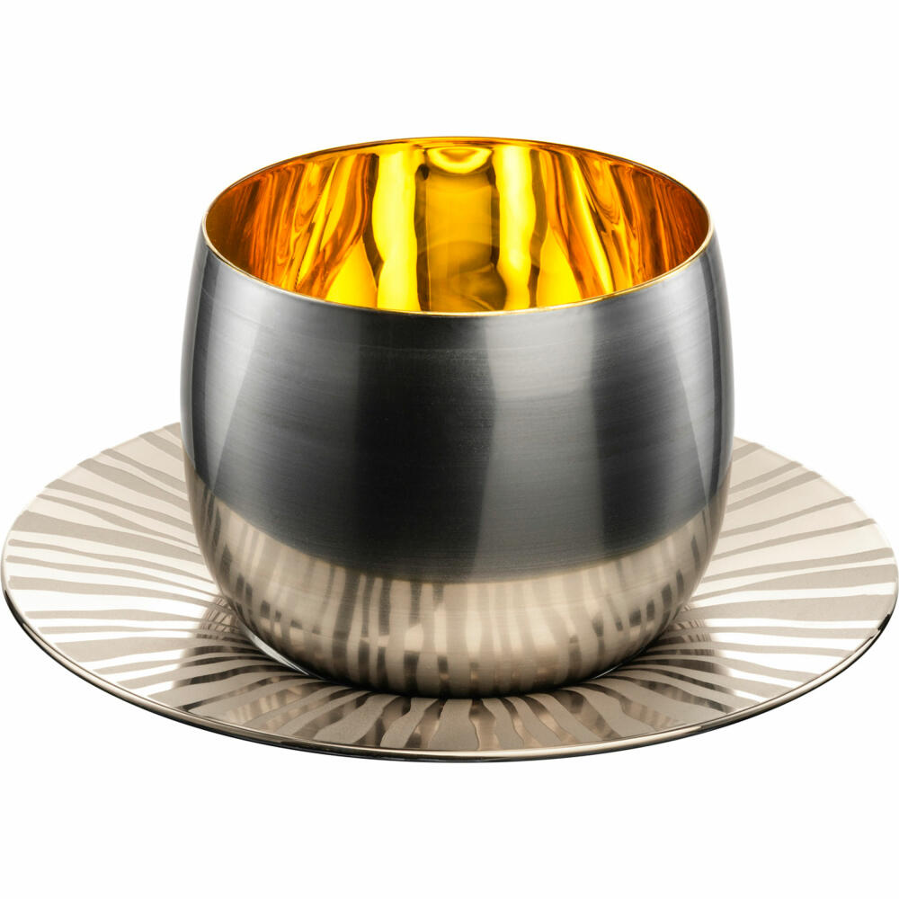 Eisch Cappuccinoglas Cosmo Collect, mit Untersetzer, Cappuccinobecher, Cappuccinotasse, Kristallglas, Sun Platinum, 300 ml, 70510931