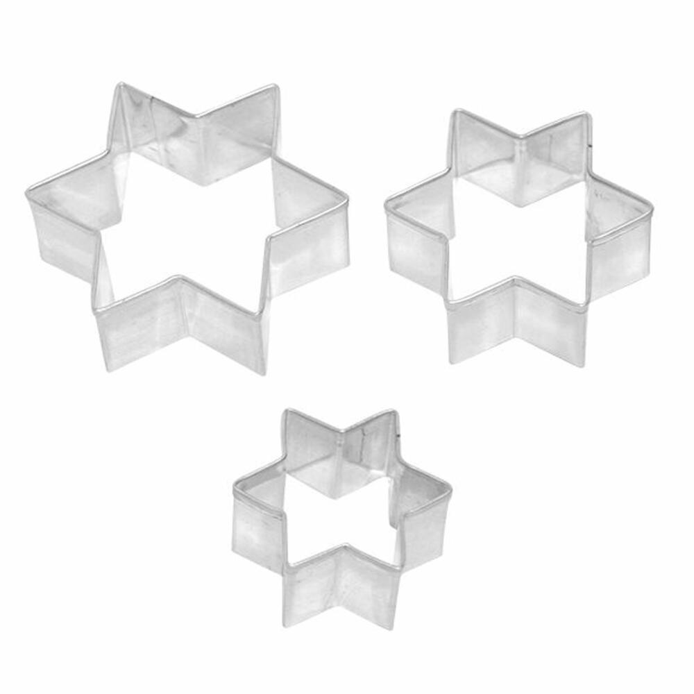 Birkmann star cookie cutter, 3-piece, cookie cutter, cookie mold, biscuit, cookies, stainless steel, 2.5 / 3 / 4 cm, 196018