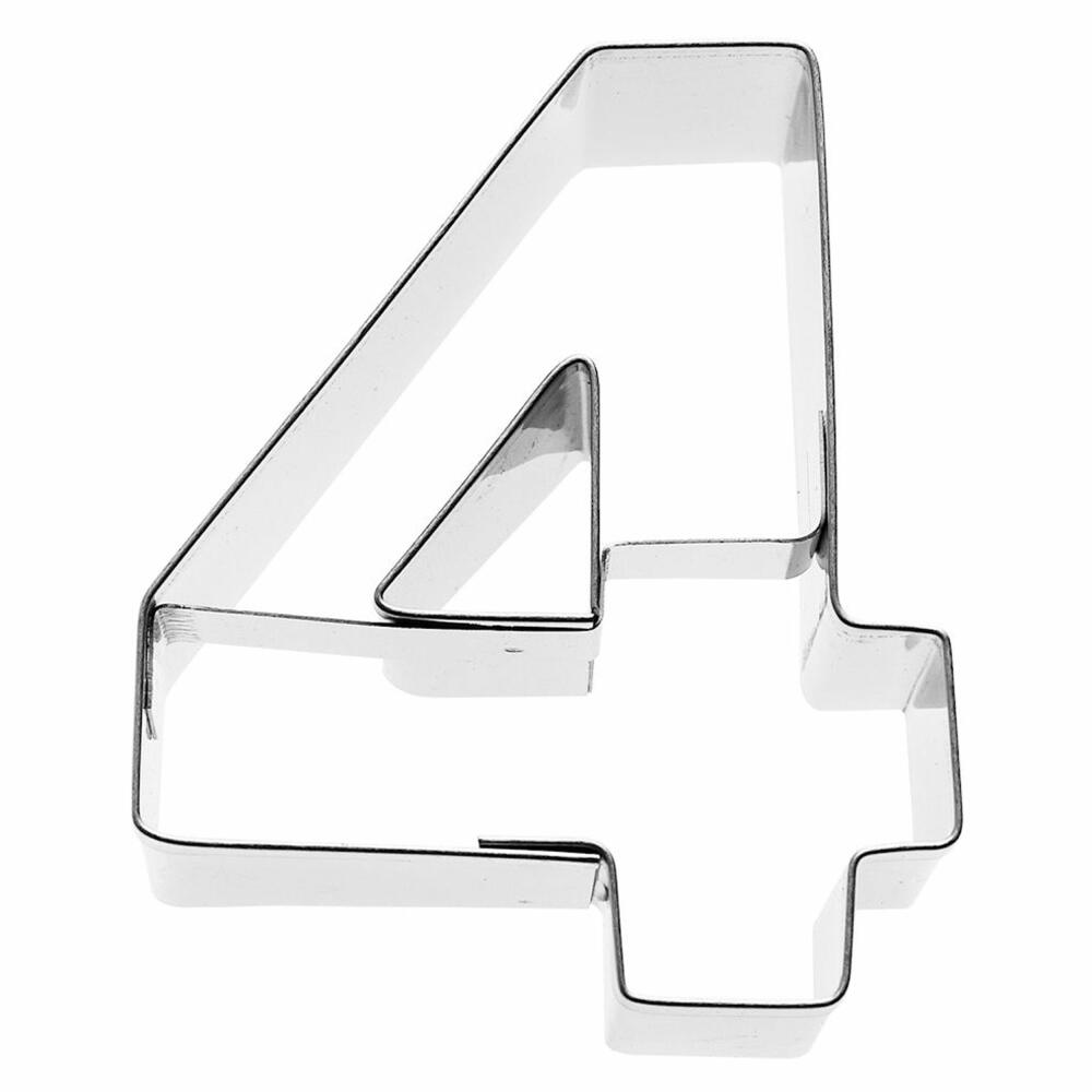 Birkmann Ausstechform Zahl 4, Ausstecher, Plätzchenform, Keks, Plätzchen, Edelstahl, 6 cm, 196599