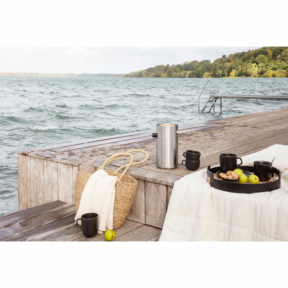 Eva Solo Nordic kitchen Pumpthermokanne, Thermokanne, Kaffeekanne, Teekanne, Edelstahl / Geöltem Eichenholz / Kunststoff, Steel, 1.8 L, 502903