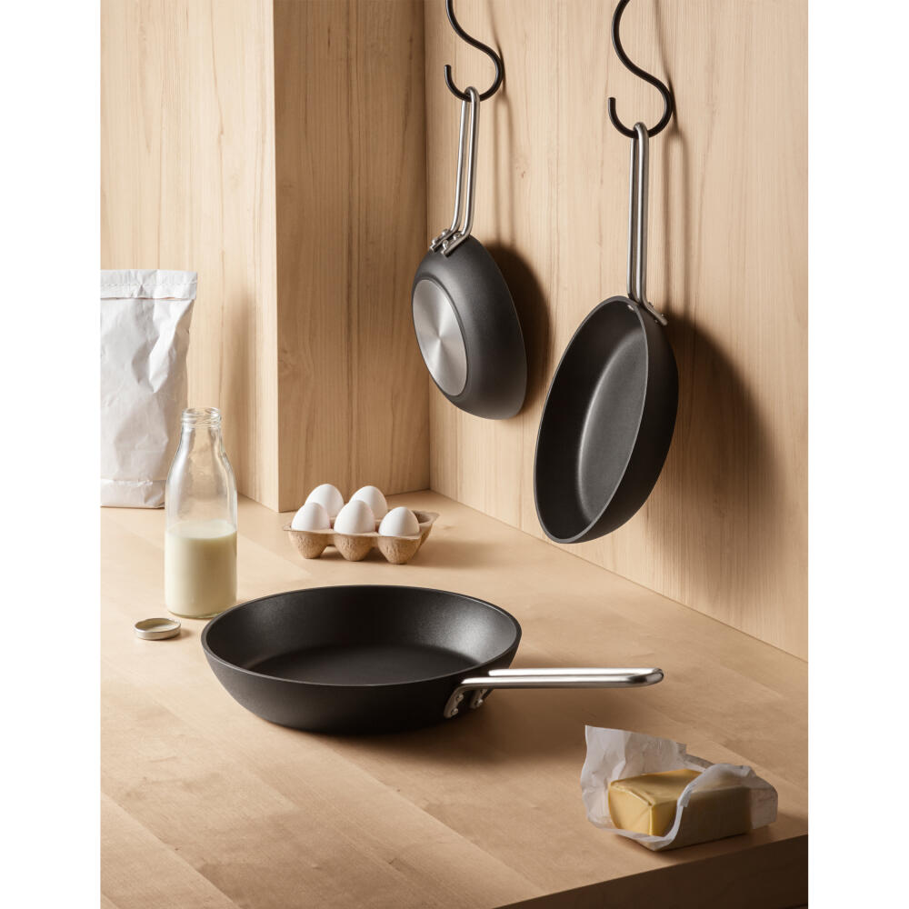 Eva Trio Professional Bratpfanne, Pfanne, Induktionsgeeignet, Aluminium, Edelstahl, Keramik Beschichtung, Black, 24 cm, 204824
