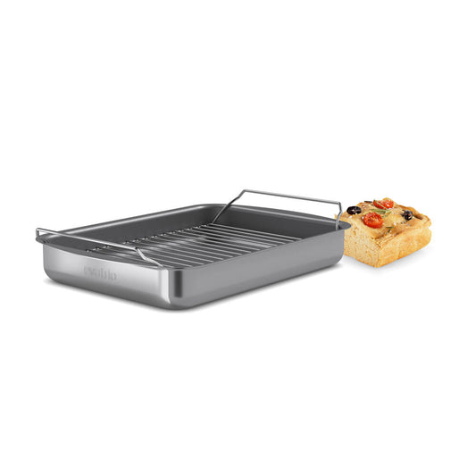 Eva Solo Roaster Professional with Rack, Aluminium, Stainless Steel, Ceramic Slip-Let Non-Stick Coating, Grey, 35 x 25 cm, 202036
