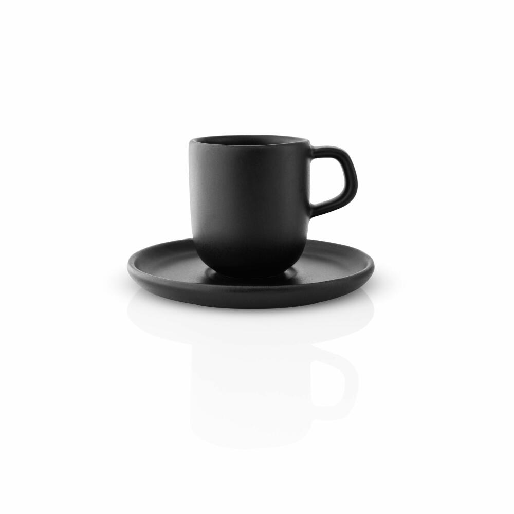 Eva Solo Nordic kitchen Espressotasse mit Untertasse, Espresso Tasse, Kaffeetasse, Steinzeug, Black / Schwarz, 65 ml, 512705