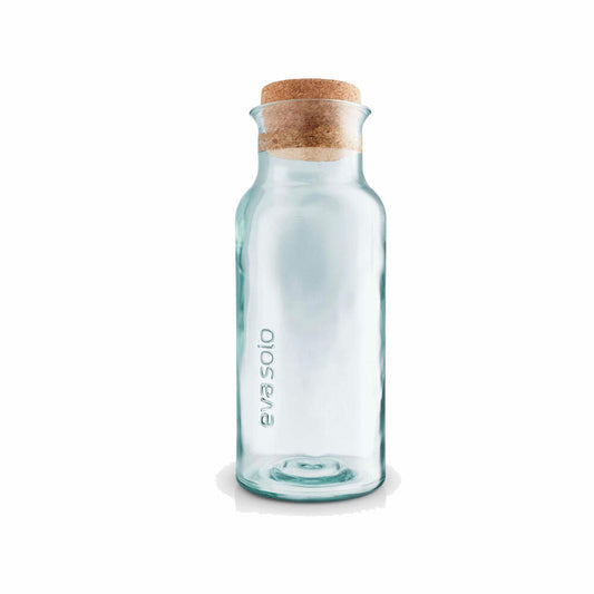 Eva Solo Recycled Karaffe, Glaskaraffe, Wasserkaraffe mit Korkdeckel, Recyclingglas, Kork, Transparent, 1 L, 541046