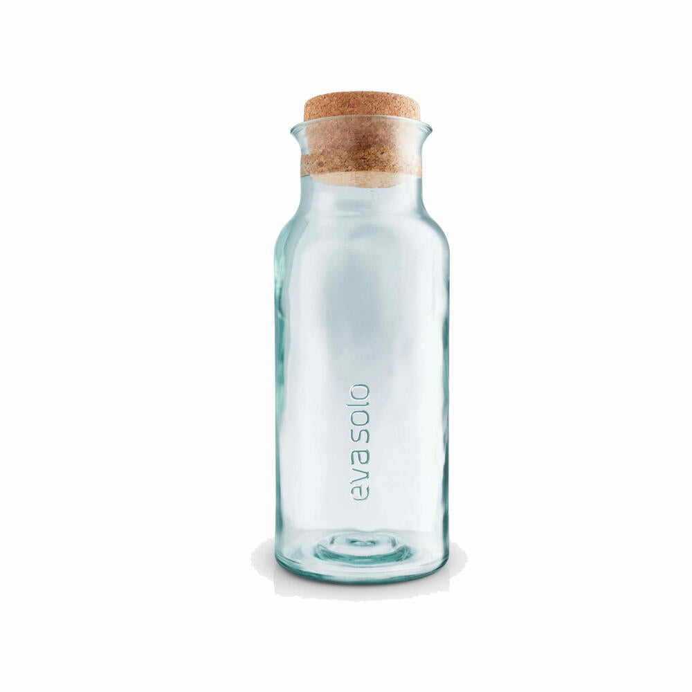Eva Solo Recycled Karaffe, Glaskaraffe, Wasserkaraffe mit Korkdeckel, Recyclingglas, Kork, Transparent, 1 L, 541046